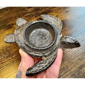 Vintage Cast Iron Sea Turtle Tea Light Candle Holder Trinket Dish Coastal Decor